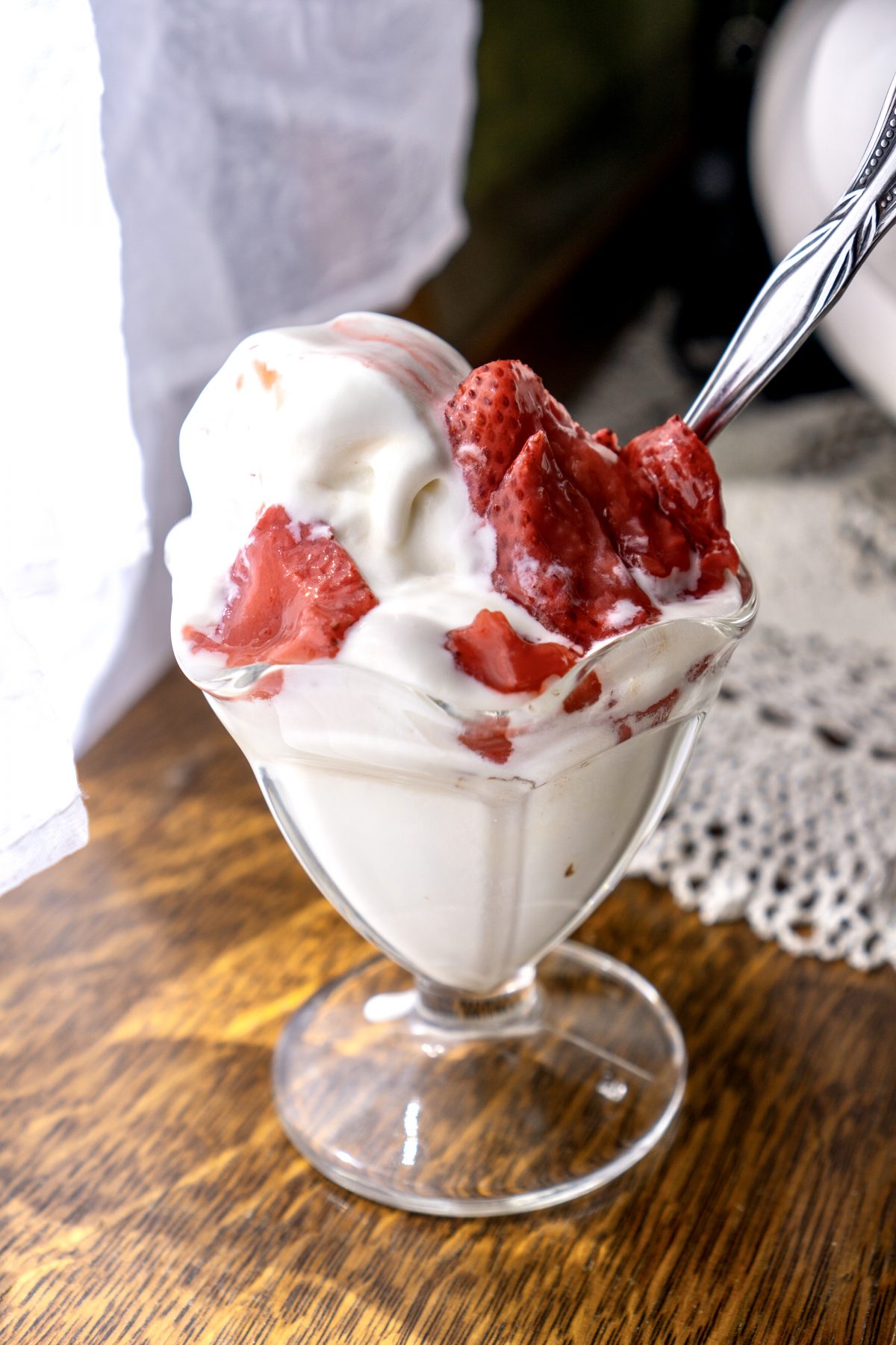 Strawberry Compote on Ice Cream
